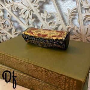 Vintage Fiocchi Lipstick Holder Navy Red Gold Made In Italy